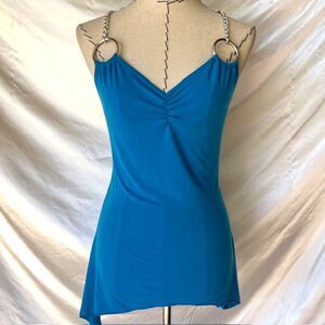 Y2k Blue halter top with chains